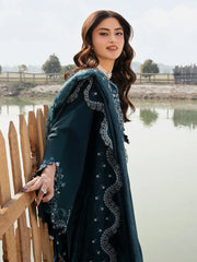 IZEL-3PC LAWN EMBROIDERED SHIRT WITH KHAADI NET EMBROIDERED DUPATTA AND TROUSER-NC-2622