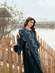 IZEL-3PC LAWN EMBROIDERED SHIRT WITH KHAADI NET EMBROIDERED DUPATTA AND TROUSER-NC-2622