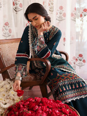 MAHNUR-3PC LAWN LASERWORK EMBROIDERED SHIRT WITH KHAADI NET EMBROIDERED DUPATTA AND TROUSER-NC-2689