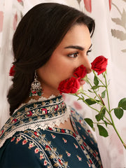 MAHNUR-3PC LAWN LASERWORK EMBROIDERED SHIRT WITH KHAADI NET EMBROIDERED DUPATTA AND TROUSER-NC-2689