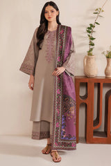 GARNET-3PC LAWN EMBROIDERED SHIRT WITH CHIFFON PRINTED DUPATTA AND EMB TROUSER-NC-2617