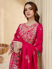 JAZMIN-3PC LAWN LASER EMBROIDERED SHIRT WITH LAWN LASER EMBROIDERED READY TO WEAR DUPATTA-NC-2649
