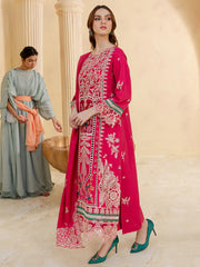 JAZMIN-3PC LAWN LASER EMBROIDERED SHIRT WITH LAWN LASER EMBROIDERED READY TO WEAR DUPATTA-NC-2649