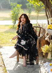 ELAF-3PC LAWN CHIKAN EMBROIDERED SHIRT WITH CHIFFON PRINTED EMB DUPATTA AND TROUSER-NC-2611