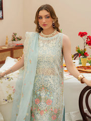 MAHNUR-3PC LAWN CHIKANKAARI EMBROIDERED SHIRT WITH KHAADI NET EMBROIDERED DUPATTA AND TROUSER -NC-2649