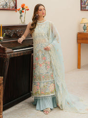 MAHNUR-3PC LAWN CHIKANKAARI EMBROIDERED SHIRT WITH KHAADI NET EMBROIDERED DUPATTA AND TROUSER -NC-2649