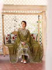 MAHNUR-3PC LAWN EMBROIDERED SHIRT WITH LAWN EMBROIDERED DUPATTA & TROUSER-NC-2522