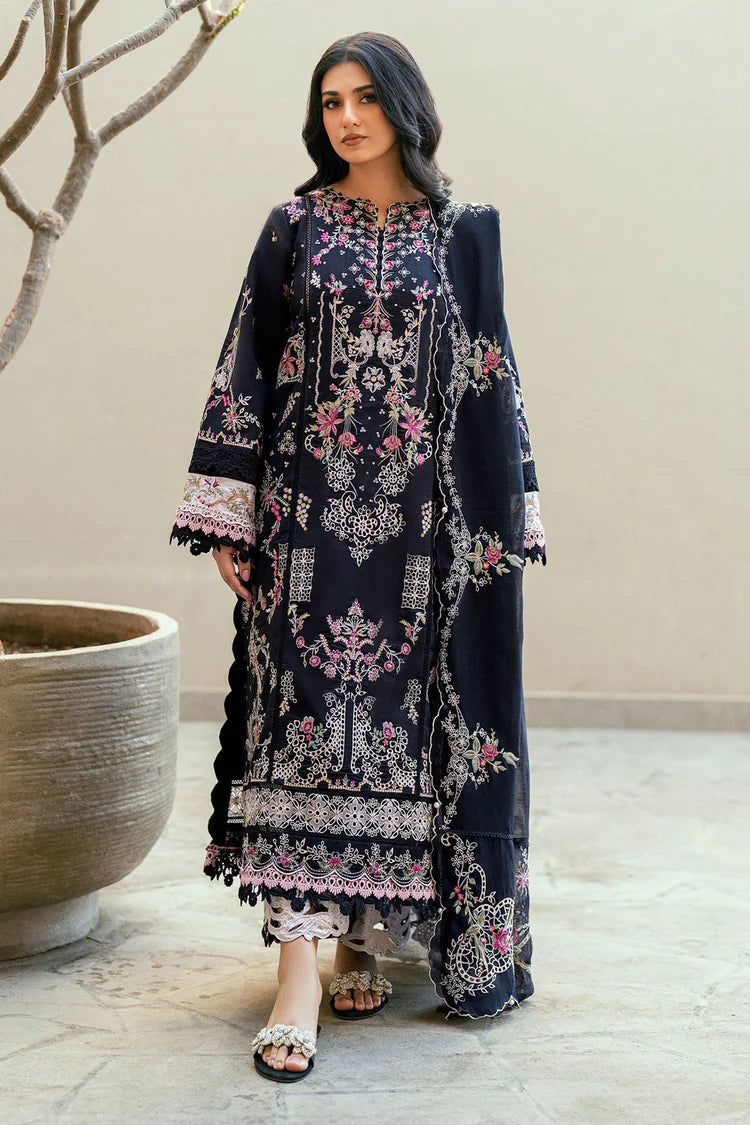 FLORENT-3PC LAWN EMBROIDERED SHIRT WITH KHADDI NET EMBROIDERED DUPATTA & TROUSER-NC-2626