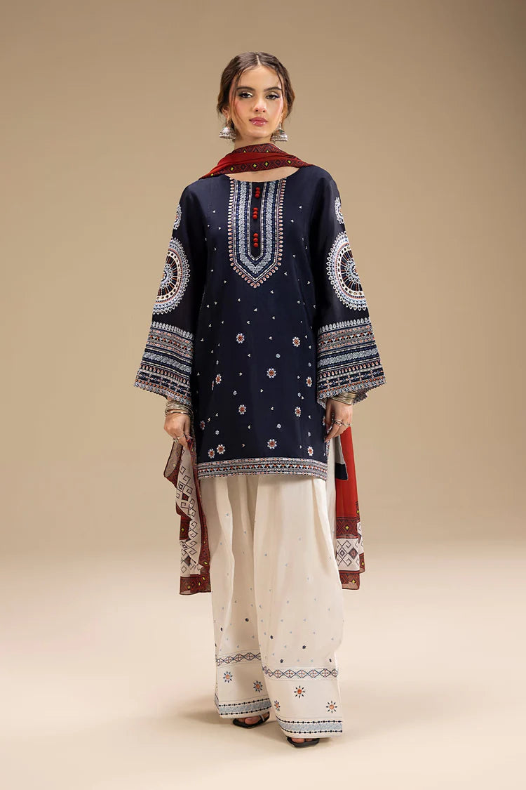JAZMIN-3PC LAWN EMBROIDERED SHIRT WITH CHIFFON PRINTED DUPATTA AND EMB TROUSER-NC-2640