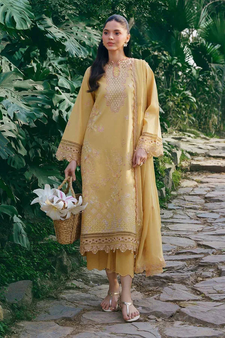 GARNET-3PC LAWN EMBROIDERED SHIRT WITH KHAADI NET EMBROIDERED DUPATTA AND TROUSER-NC-2631