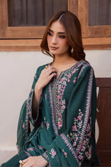 ELAF-3PC LAWN EMBROIDERED SHIRT WITH CHIFFON EMBROIDERED PRINTED DUPATTA AND TROUSER-NC-2663