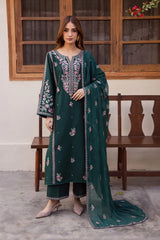 ELAF-3PC LAWN EMBROIDERED SHIRT WITH CHIFFON EMBROIDERED PRINTED DUPATTA AND TROUSER-NC-2663