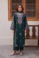 ELAF-3PC LAWN EMBROIDERED SHIRT WITH CHIFFON EMBROIDERED PRINTED DUPATTA AND TROUSER-NC-2663