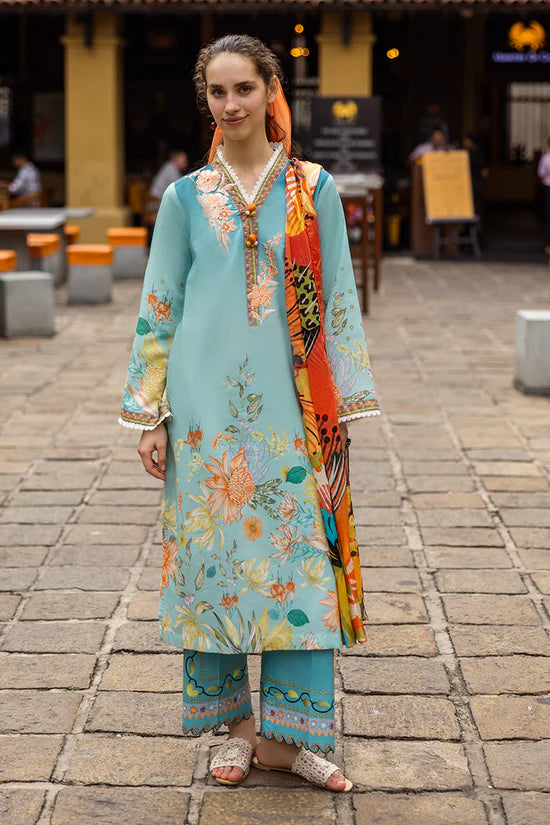 MUSHQ-3PC LAWN PRINTED SHIRT WITH CHIFFON PRINT DUPATTA AND PRINT TROUSER-NC-2607