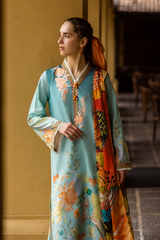 MUSHQ-3PC LAWN PRINTED SHIRT WITH CHIFFON PRINT DUPATTA AND PRINT TROUSER-NC-2607