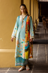 MUSHQ-3PC LAWN PRINTED SHIRT WITH CHIFFON PRINT DUPATTA AND PRINT TROUSER-NC-2607