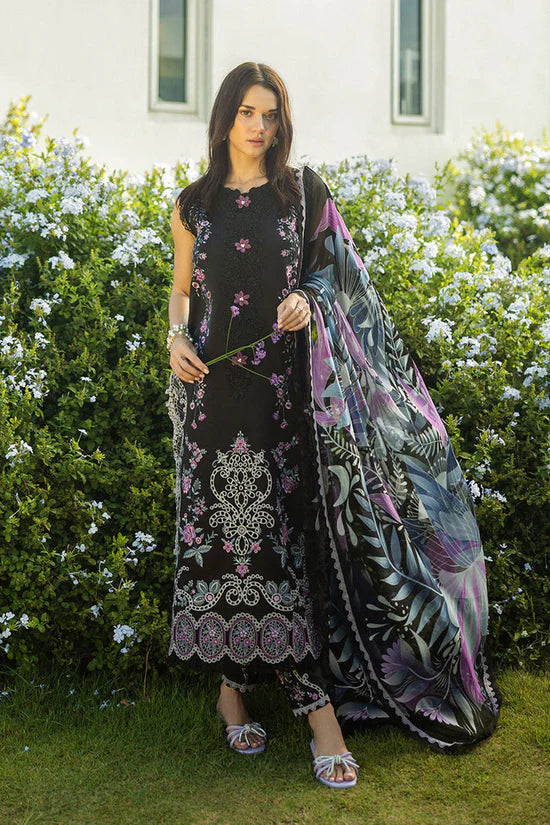 MUSHQ-3PC LAWN EMBROIDERED SHIRT WITH CHIFFON PRINTED DUPATTA & TROUSER-NC-2632