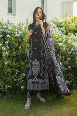 MUSHQ-3PC LAWN EMBROIDERED SHIRT WITH CHIFFON PRINTED DUPATTA & TROUSER-NC-2632