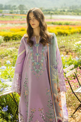 MUSHQ-3PC LAWN EMBROIDERED SHIRT WITH CHIFOON PRINTED DUPATTA AND TROUSER-NC-2642