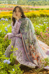 MUSHQ-3PC LAWN EMBROIDERED SHIRT WITH CHIFOON PRINTED DUPATTA AND TROUSER-NC-2642