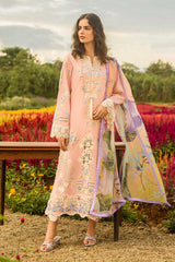 MUSHQ-3PC LAWN EMBROIDERED SHIRT WITH CHIFFON PRINTED DUPATTA & TROUSER-NC-2654