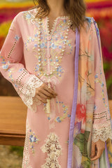 MUSHQ-3PC LAWN EMBROIDERED SHIRT WITH CHIFFON PRINTED DUPATTA & TROUSER-NC-2654