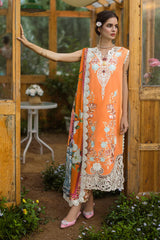 MUSHQ-3PC LAWN EMBROIDERED SHIRT WITH CHIFFON PRINT DUPATTA & TROUSER-NC-2630
