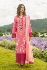 MUSHQ-3PC LAWN EMBROIDERED SHIRT WITH CHIFFON PRINT DUPATTA & TROUSER-NC-2643