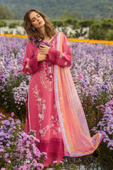MUSHQ-3PC LAWN EMBROIDERED SHIRT WITH CHIFFON PRINT DUPATTA & TROUSER-NC-2643