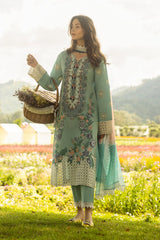 MUSHQ-3PC LAWN EMBROIDERED SHIRT WITH CHIFFON PRINTED DUPATTA AND TROUSER-NC-2624