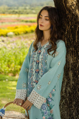 MUSHQ-3PC LAWN EMBROIDERED SHIRT WITH CHIFFON PRINTED DUPATTA AND TROUSER-NC-2624