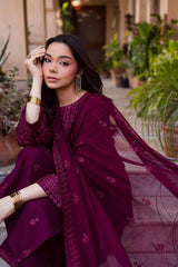 BATIK-3PC LAWN EMBROIDERED SHIRT WITH CHIFFON EMBROIDERED DUPATTA AND EMB TROUSER-NC-2696