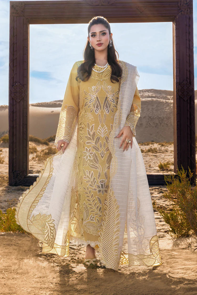 RANG RASIYA-3PC LAWN LASERCUTWORK EMBROIDERED SHIRT WITH KHAADI NET EMBROIDERED DUPATTA AND TROUSER -NC-2669