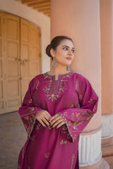 URGE-2PC LAWN SEQUIN EMBROIDERED SHIRT WITH EMB TROUSER-NC-2603