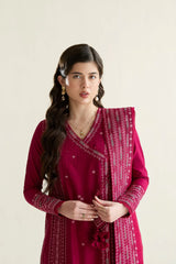 ZAIB-3PC LAWN EMBROIDERED SHIRT WITH KHADDI NET EMBROIDERED DUPATTA AND TROUSER-NC-2679
