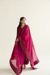 ZAIB-3PC LAWN EMBROIDERED SHIRT WITH KHADDI NET EMBROIDERED DUPATTA AND TROUSER-NC-2679