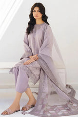 JAZMIN- 3PC LAWN HEAVY EMBROIDERED SHIRT WITH ORGANZA EMBROIDERED READY TO WEAR DUPATTA & TROUSER-NC-2660