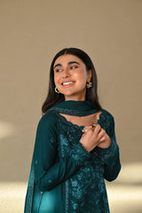 ZAIB-3PC LAWN EMBROIDERED SHIRT WITH CHIFFON EMB DUPATTA AND TROUSER-NC-2612