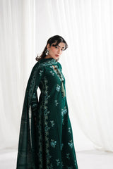 GARNET-3PC LAWN EMBROIDERED SHIRT WITH KHADDI NET EMBROIDERED DUPATTA & EMB TROUSER-NC-2687