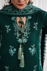 GARNET-3PC LAWN EMBROIDERED SHIRT WITH KHADDI NET EMBROIDERED DUPATTA & EMB TROUSER-NC-2687