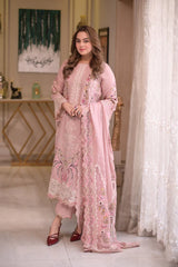 ANEELAS-3PC LAWN CHIKAN EMBROIDERED SHIRT WITH LAWN EMB DUPATTA AND TROUSER-NC-2667