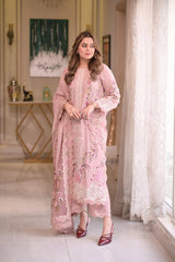 ANEELAS-3PC LAWN CHIKAN EMBROIDERED SHIRT WITH LAWN EMB DUPATTA AND TROUSER-NC-2667