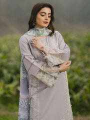 IZEL-3PC LAWN EMBROIDERED SHIRT WITH CHIFFON PRINTED DUPATTA AND TROUSER-NC-2662