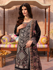 MAHNUR-3PC LAWN LASER WORK EMBROIDERED SHIRT WITH CHIFFON PRINTED EMBROIDERED DUPATTA AND TROUSER-NC-2672