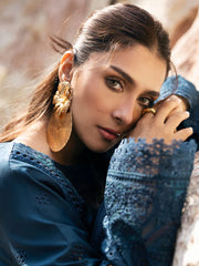 MAHNUR-3PC LAWN LASER WORK EMBROIDERED SHIRT WITH KHAADI NET EMBROIDERED DUPATTA AND TROUSER-NC-2641