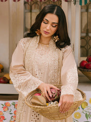 MAHNUR-3PC LAWN CHIKAANKARI EMBROIDERED SHIRT WITH KHADDI NET EMB DUPATTA AND TROUSER -NC-2603