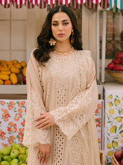 MAHNUR-3PC LAWN CHIKAANKARI EMBROIDERED SHIRT WITH KHADDI NET EMB DUPATTA AND TROUSER -NC-2603