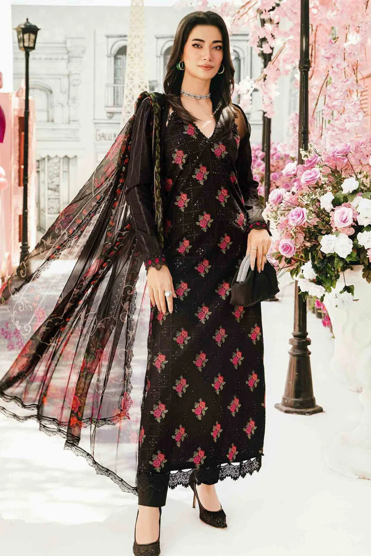 MARIA B-3PC LAWN EMBROIDERED SHIRT WITH MONARK PRINT DUPATTA & TROUSER-NC-2675