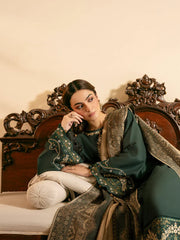 IZEL-3PC LAWN EMBROIDERED SHIRT WITH CHIFFON PRINT DUPATTA AND TROUSER-NC-2671