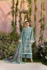 SOBIA NAZIR-3PC LAWN CHIKAN EMBROIDERED SHIRT WITH CHIFFON EMBROIDERED PRINTED DUPATTA AND EMB TROUSER -NC-2608